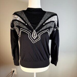 Vintage Jinny Jin Womens Blouse Long Sleeve Geometric Pattern Size Small
